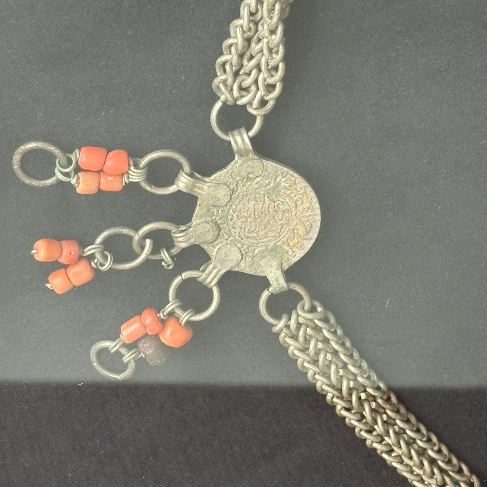 Berber N‎ African Silver Coin Necklace Coral Beads Coins Dated 1902–1903 Framed - Picture 9 of 16